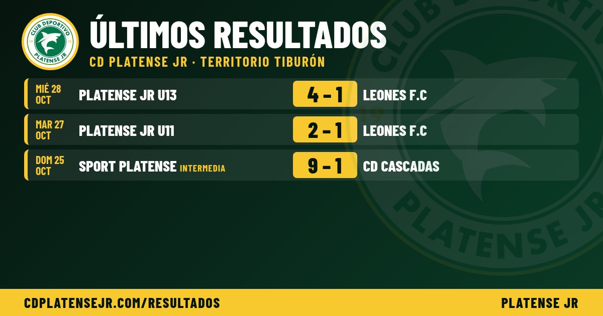 Miniatura con los últimos resultados del CD Platense Jr
